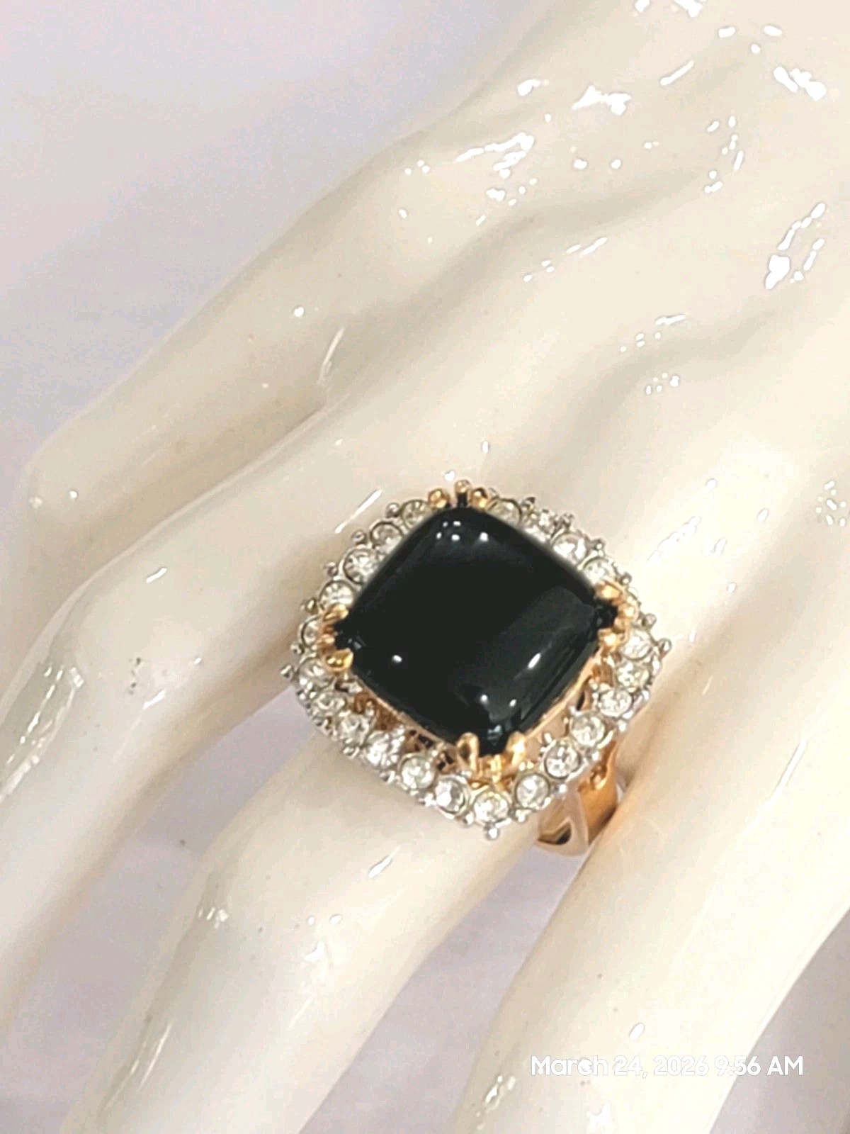 Unworn Vintage Merlite 14K Dura-Klad Gold Electroplate Cocktail Ring SIZE 9