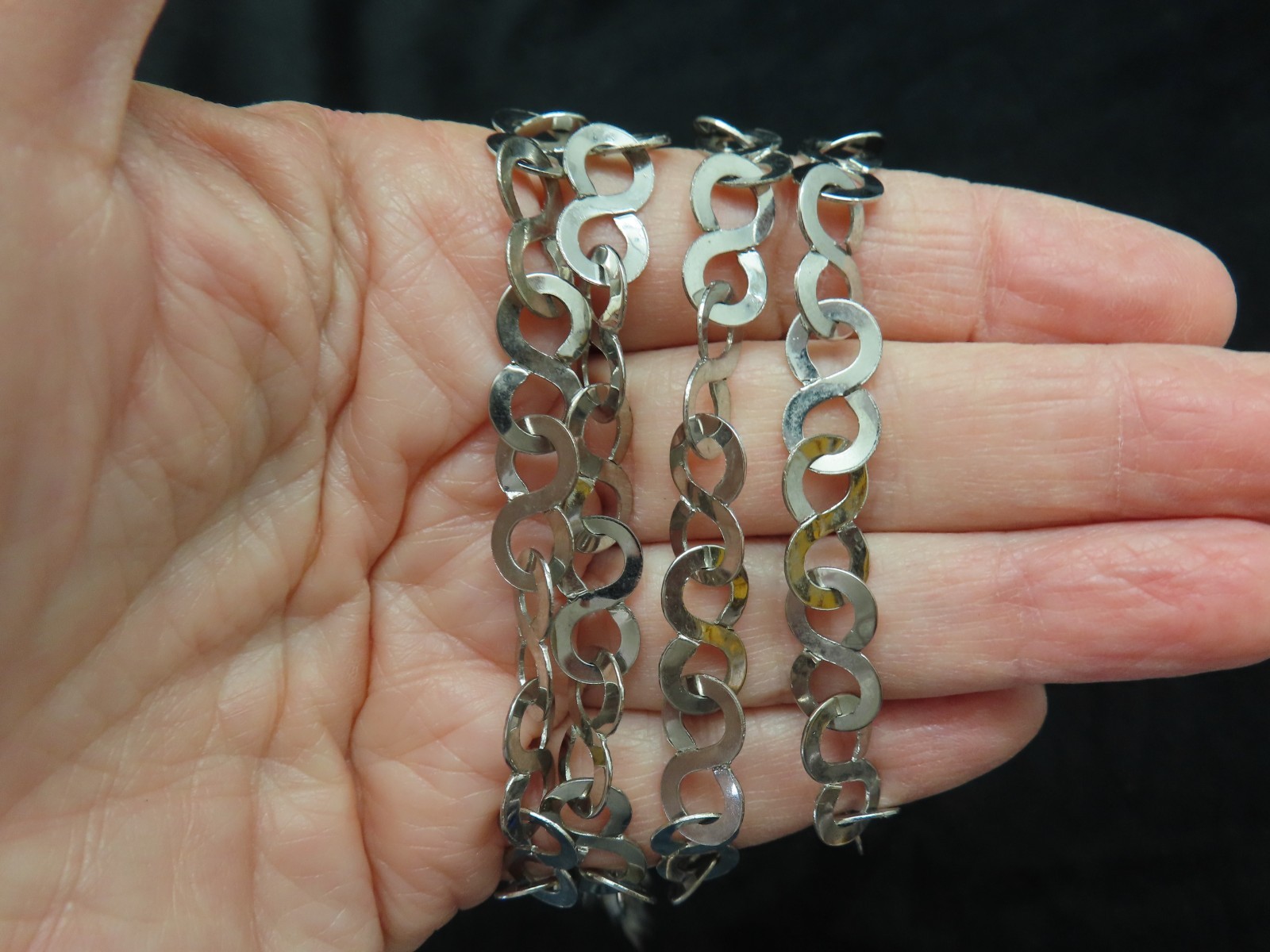 Vintage 1960’s Circle Metal Shiny Necklace Wear Long or Double Wrap