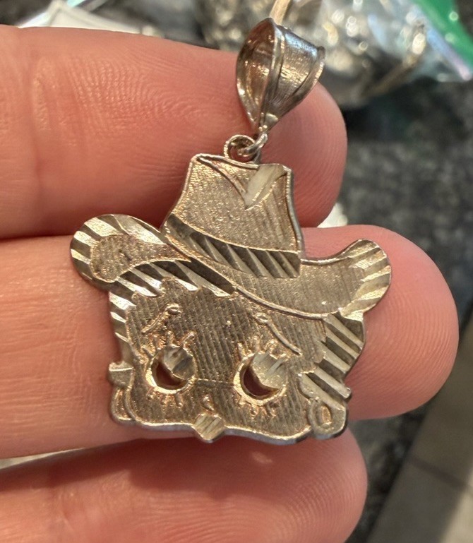 Vintage 925 Sterling Silver Betty Boop Pendant Charm Diamond Cut 3.3 Gr W/ Bail