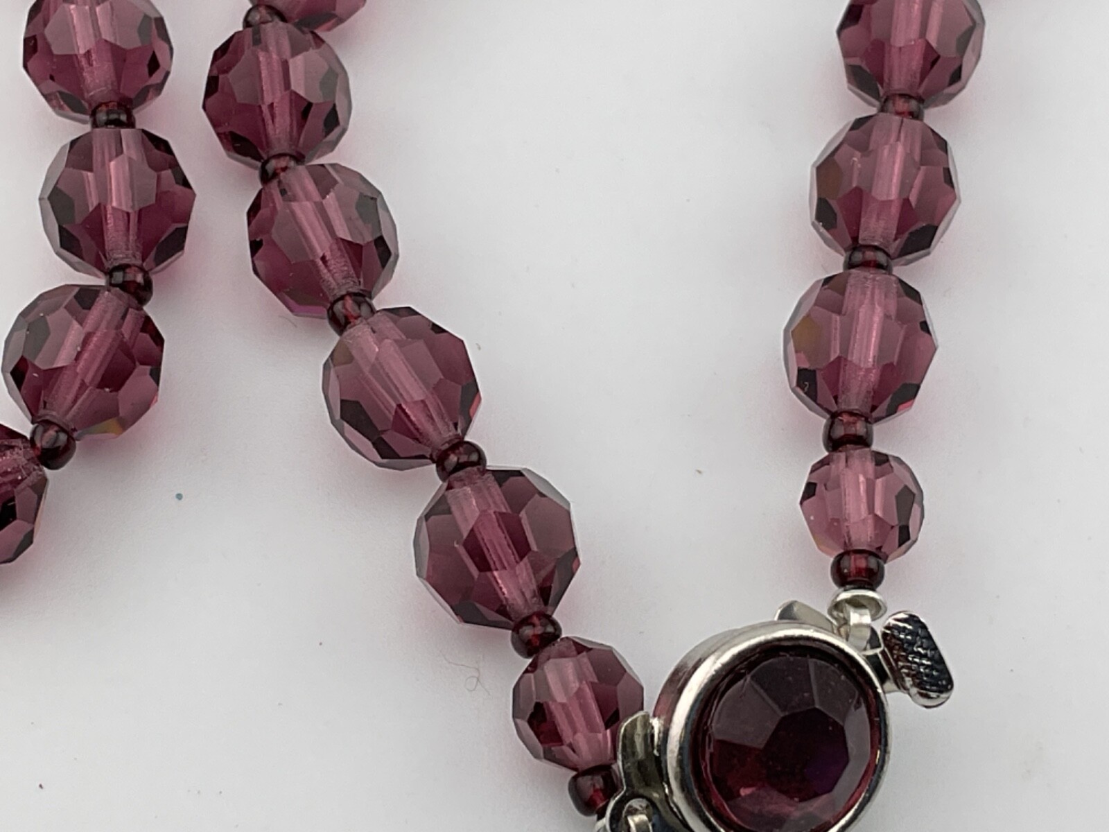 amethyst color czech glass bead necklace vintage