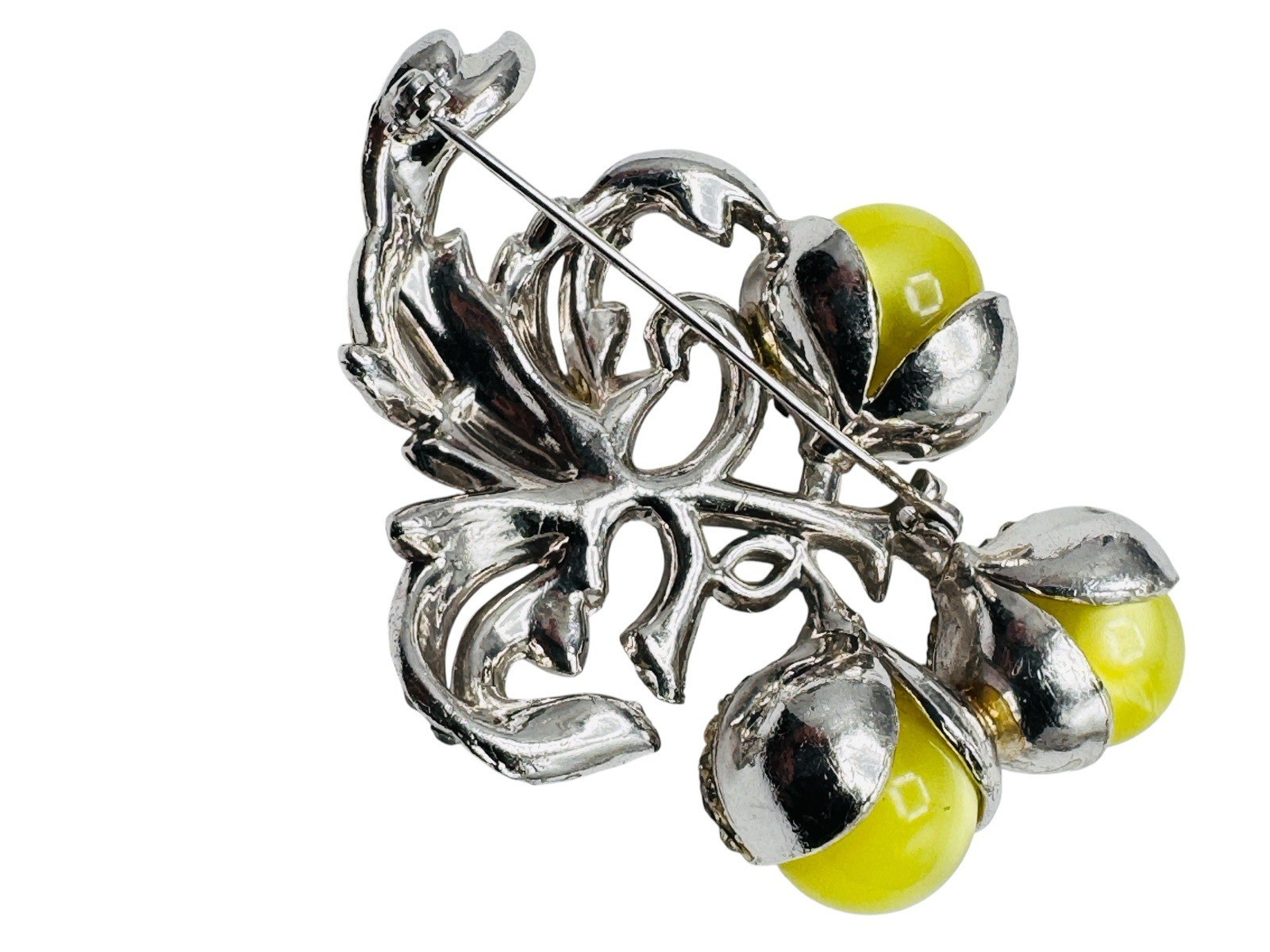 Vintage Coro? Yellow Moonglow Rhinestone Flower Brooch c1940s