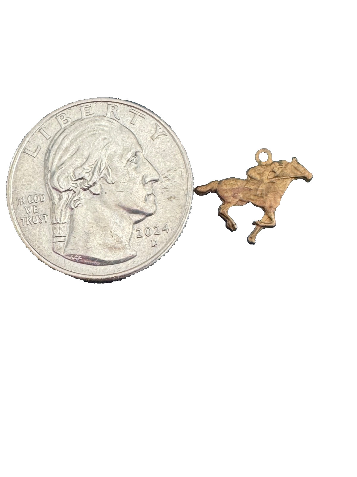 Vintage Horse Rider Charm Pendant Equestrian Jockey Gold Tone Racing