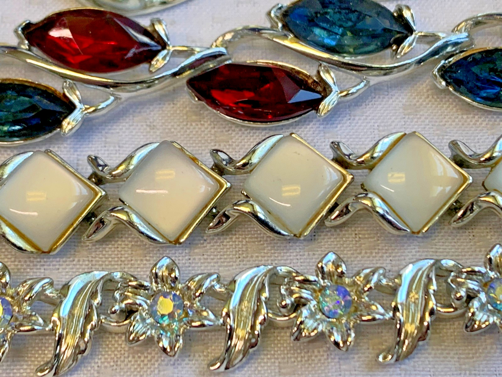 Vtg Necklace Lot Costume Jewelry Coro Monet Rhinestones Lucite Faux Gemstones