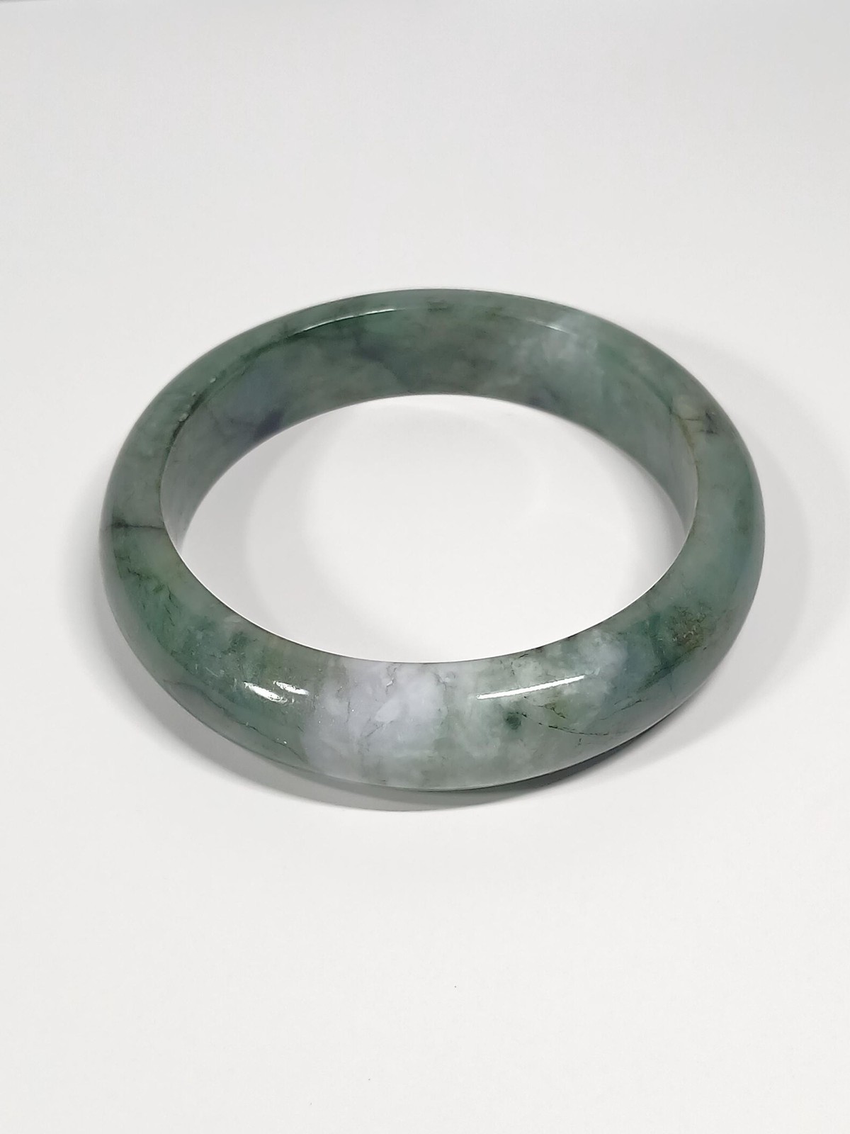 Emerald Vein Jadeite Bangle 67mm Deep Green Vivid Tone 105.8g