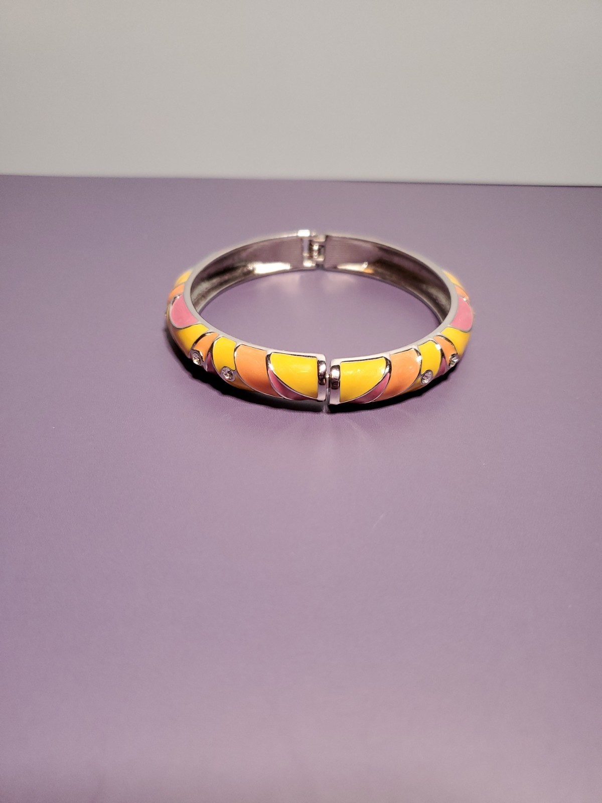 Vintage Cloisonné Hinged Style Enamel Bangle Bracelet