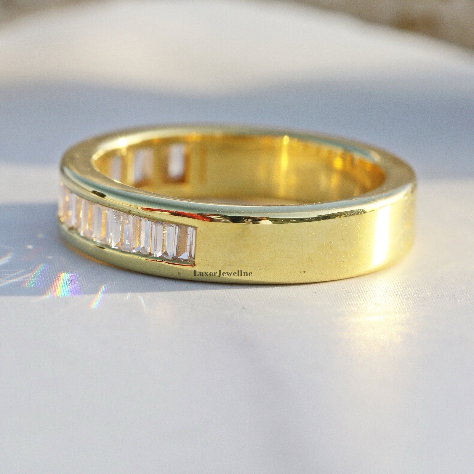 1 Ct Baguette Diamond Channel Set Band Ring Wedding Anniversary Unisex Stackable