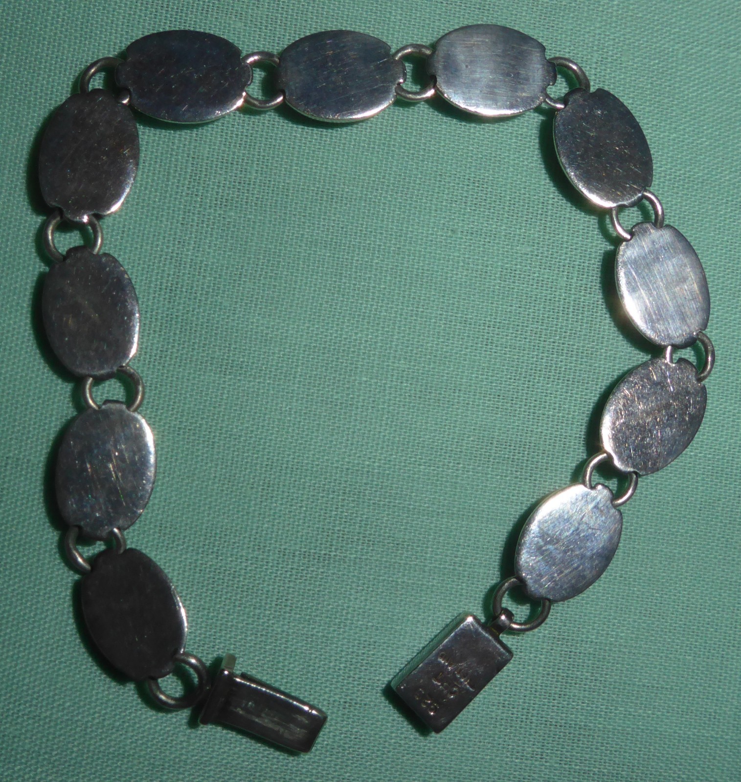 Vintage Artisan Crafted Sterling Silver and Stone Cabochon Tennis Bracelet
