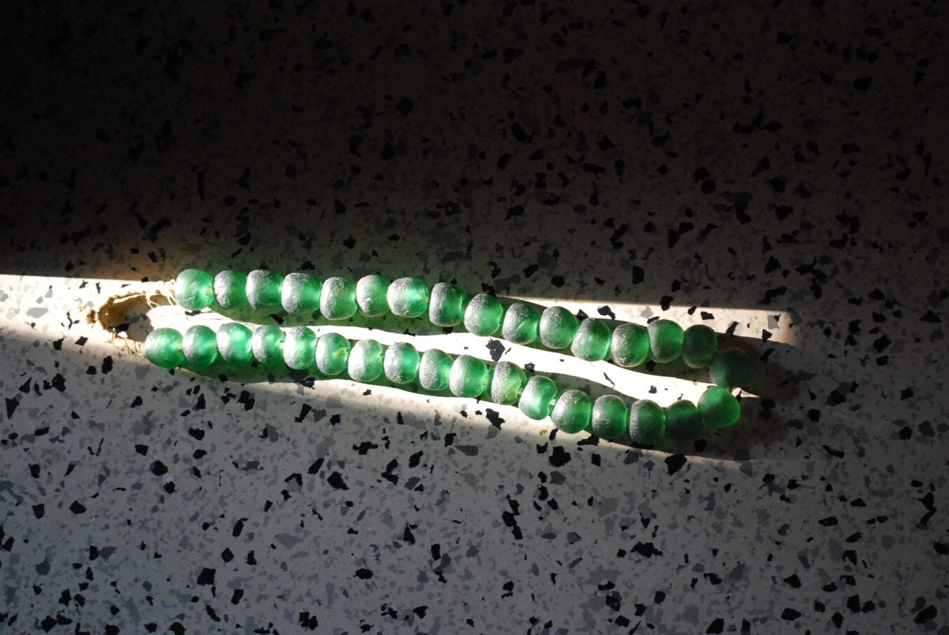 HUGE Recycled SEA GLASS STATEMENT NECKLACE Matte Green 23mm AFRICAN TRADE BEADS