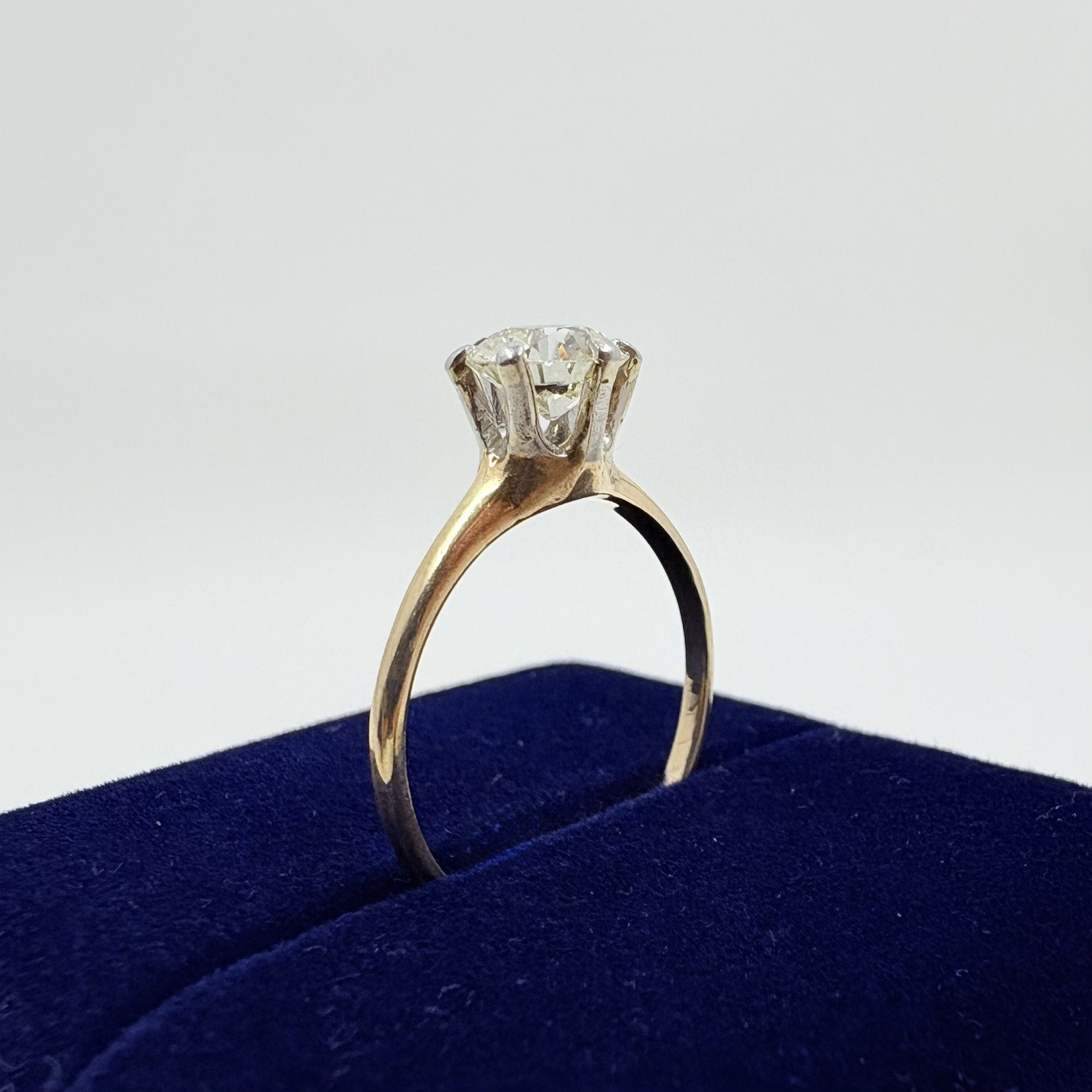 Vintage Old European Cut 14k Yellow Gold Diamond Solitaire Engagement Ring