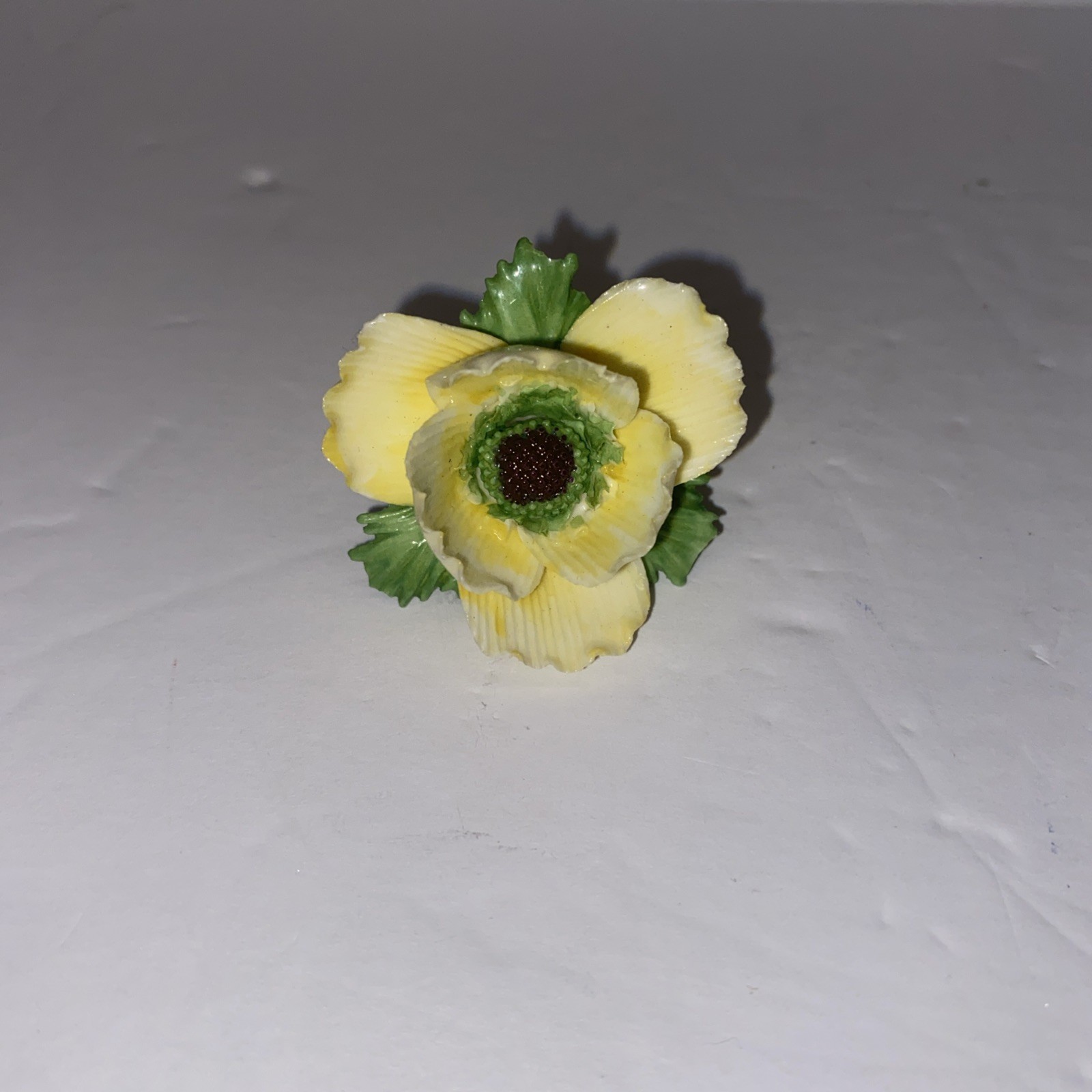 Robert Adderley Bone china Yellow Poppy flower brooch, Made in England VTG