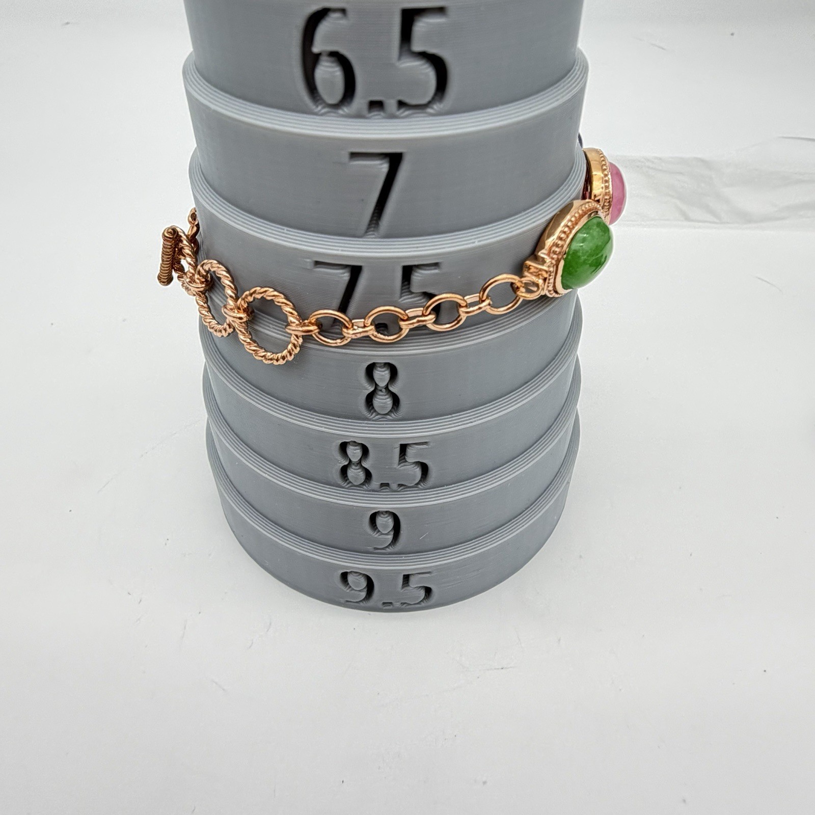 Vtg Jade Multi Colored Tennis Bracelet Solid Copper QVC Or HSN Jewelry Estate