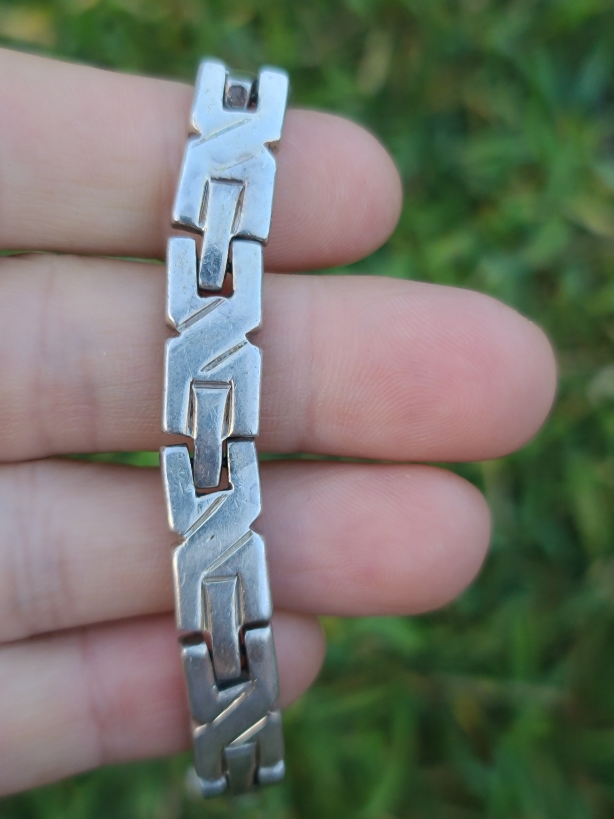 VTG Taxco MEX Sterling 925 Solid Silver X-Link 9.9mm Chain Bracelet 7.75″ 60gr
