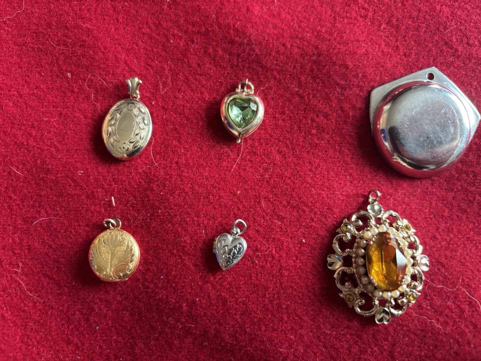 Vintage Mixed Jewelry Pendant Charm Lot Gold Silver Tone + Stones Lockets