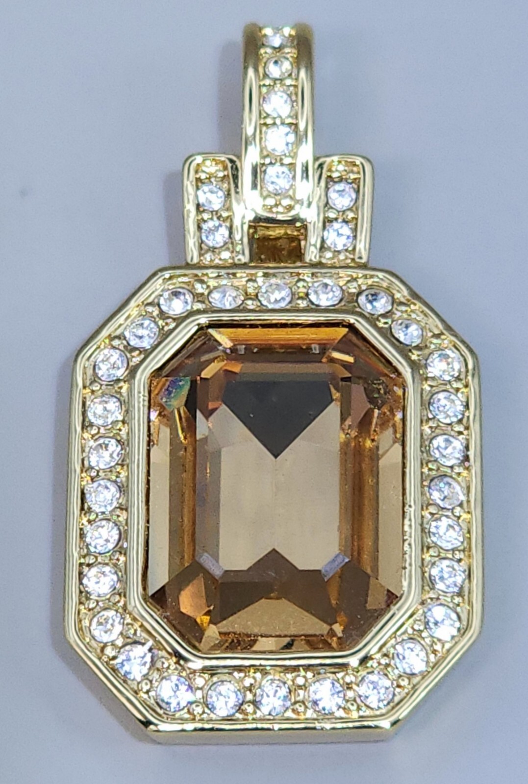 Pendant Lot Of 3 Purple Yellow green white clear rhinestone pendants Gold tone