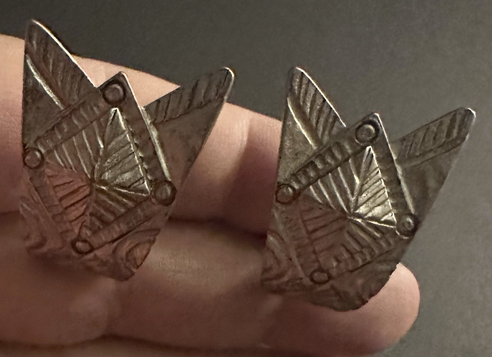 Vintage 1980s Silver Tone ORENA PARIS Clip-On Earrings ‘80s
