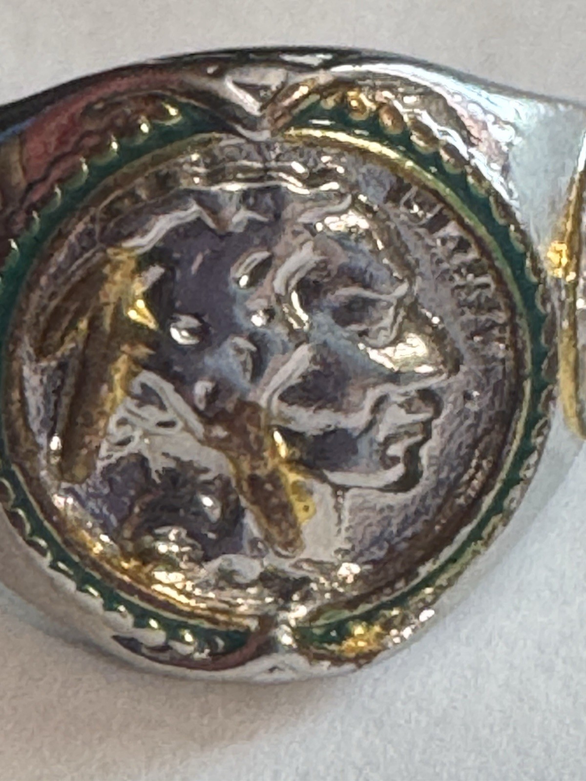 Vintage Sterling Silver Tone Men’s Buffalo Nickel Coin Signet Ring Size 10.5