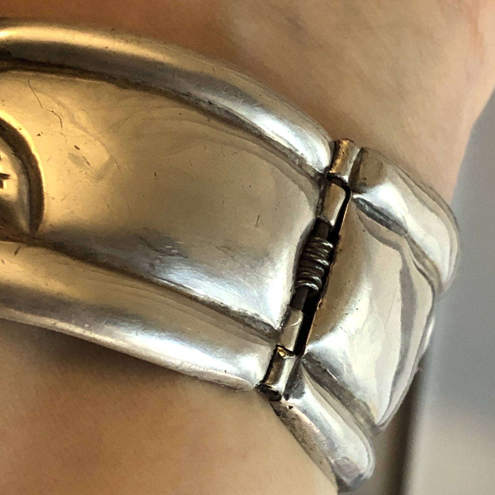 7. Vintage Beto Taxco Sterling Silver 925 Hinged Clamper Cuff Bracelet Mex As Is