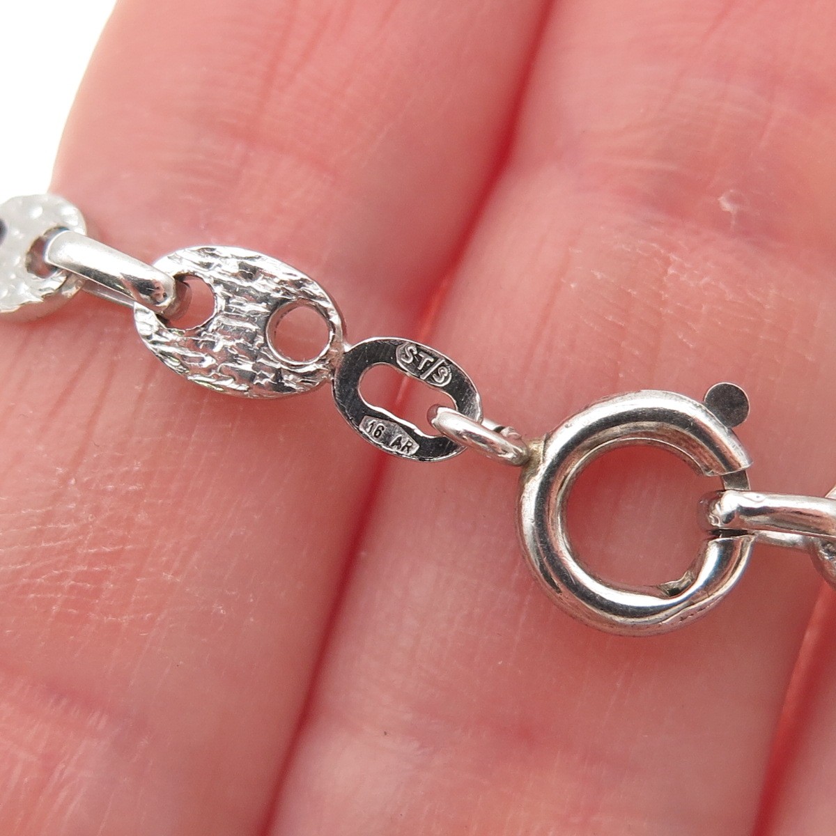 925 Sterling Silver Vintage Italy Textured Anchor Mariner Chain Necklace 24″