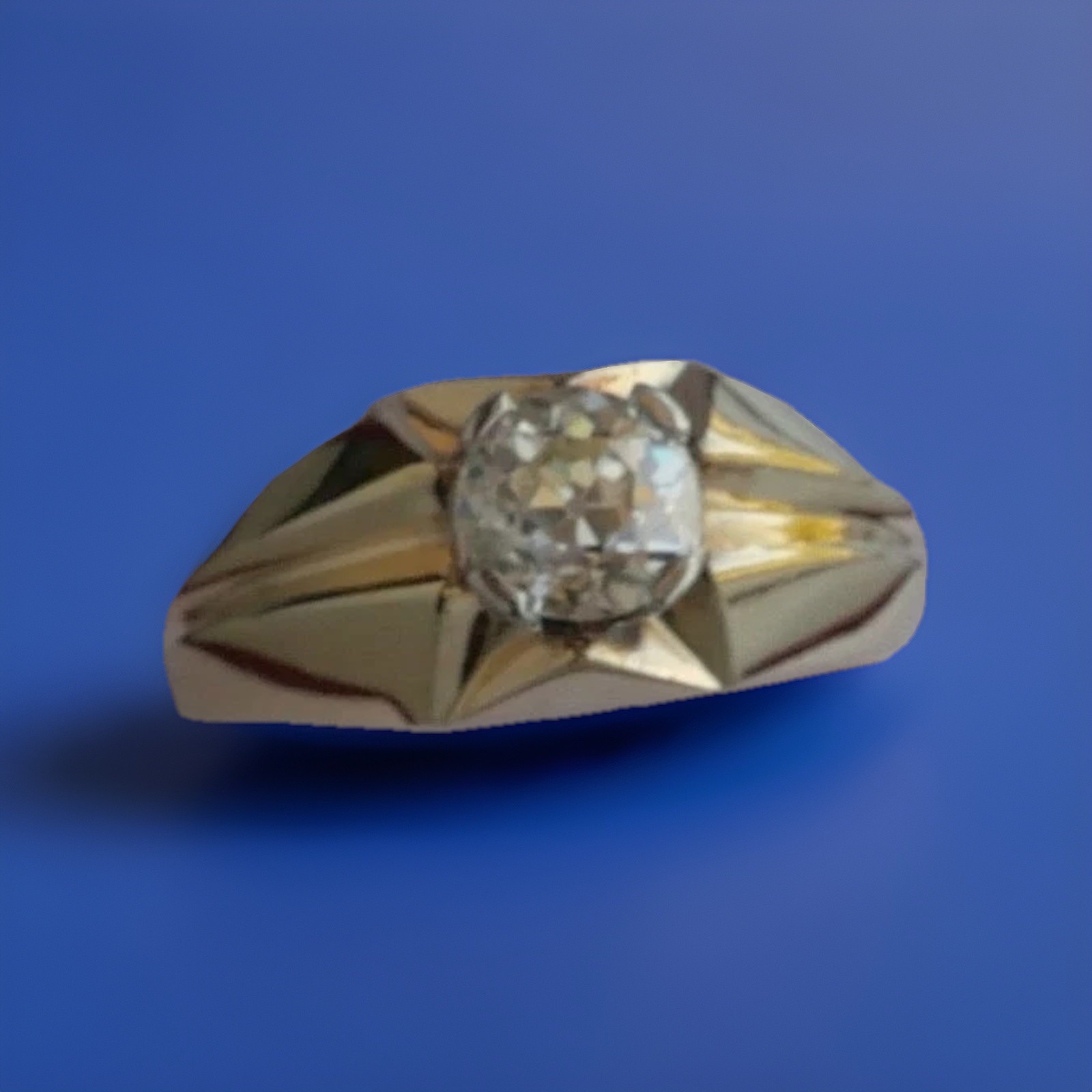 Vintage 14K Yellow Gold 0.90 Ct Old European Cut Diamond Ring 5.3 Gr Sz 8.75