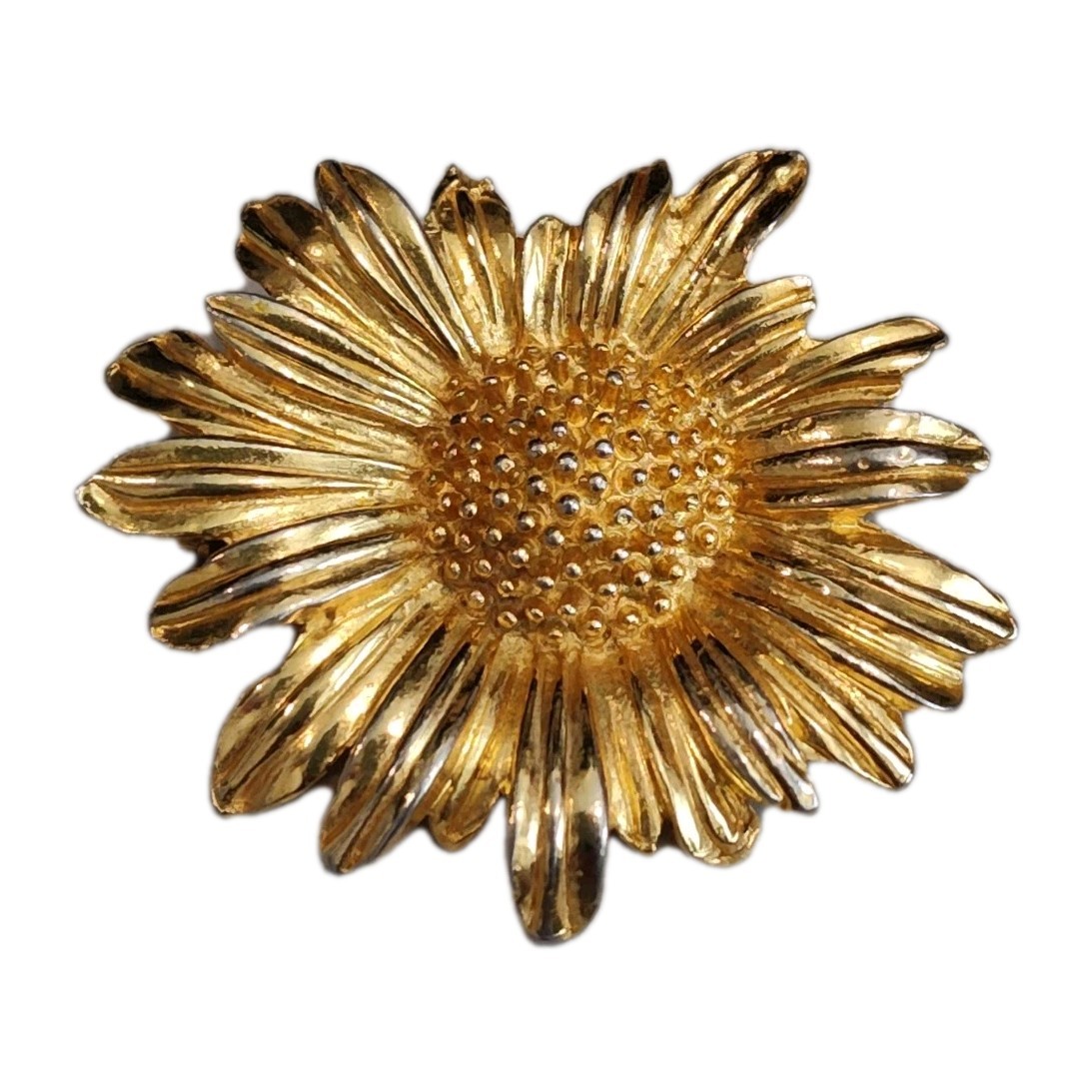 Rare JOY Signed Vintage Brooch Sunflower Gold Tone Lester Joy Super Rare