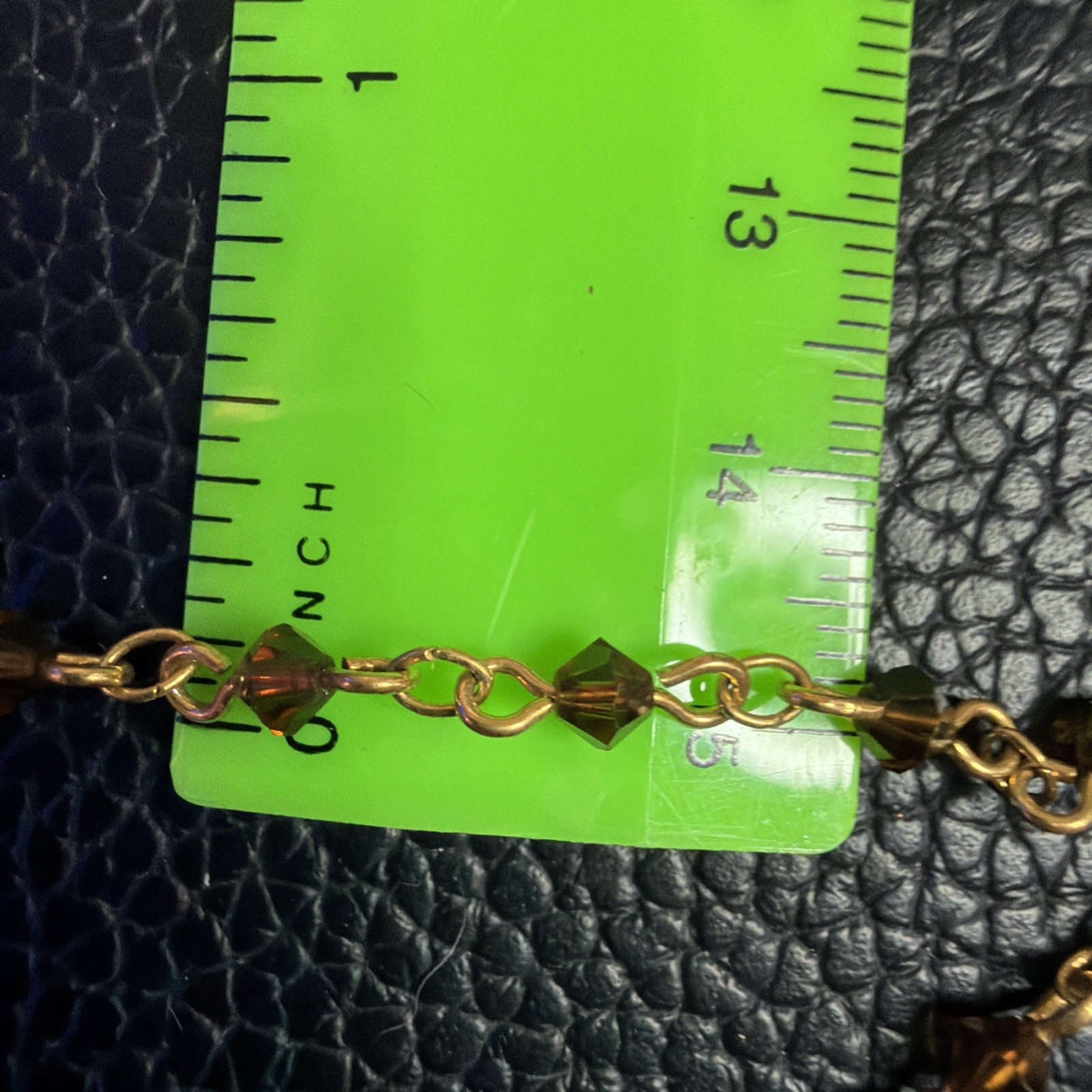 Vintage AUSTRIAN CRYSTAL USA – Gold tone Amber-Brown Color Crystals 35” Neck