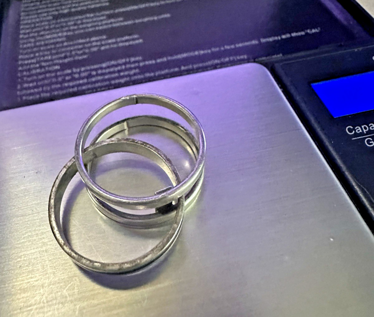Sleek Modernist 3 Band Unisex Stack Ring 1 Cm wide Sterling Silver Size 11, 8 gr