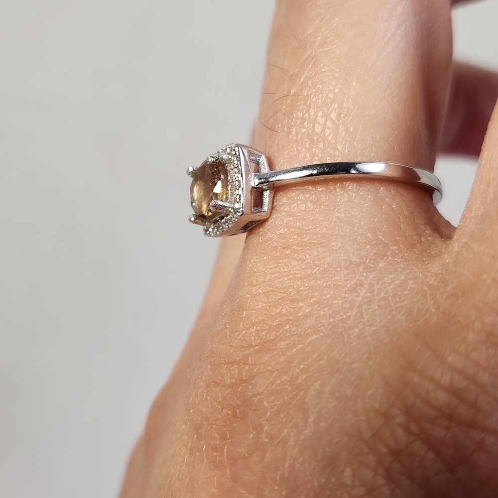 NIB Semi VTG 1cts Golden Champagne Topaz 925 Ring Sz 9/10