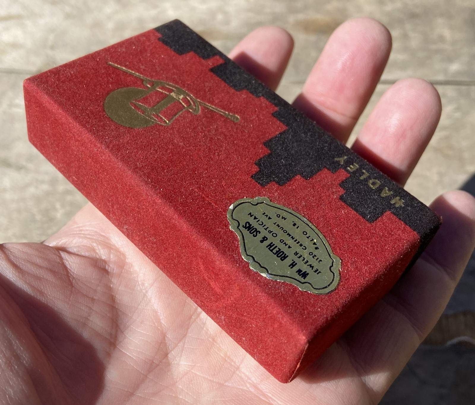 Vintage HADLEY Simulated Red Gemstone Cufflinks Original Box & Jeweler’s Label