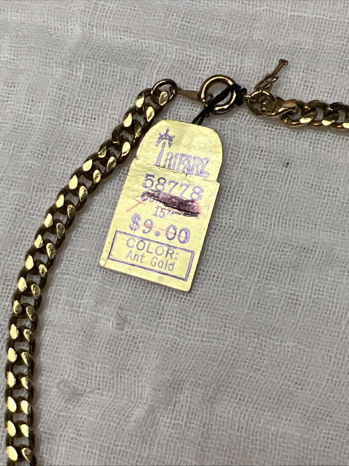 VTG NWT Crown Trifari Jewels Antique Gold Roman Coin Bib Necklace 15” 1978-85