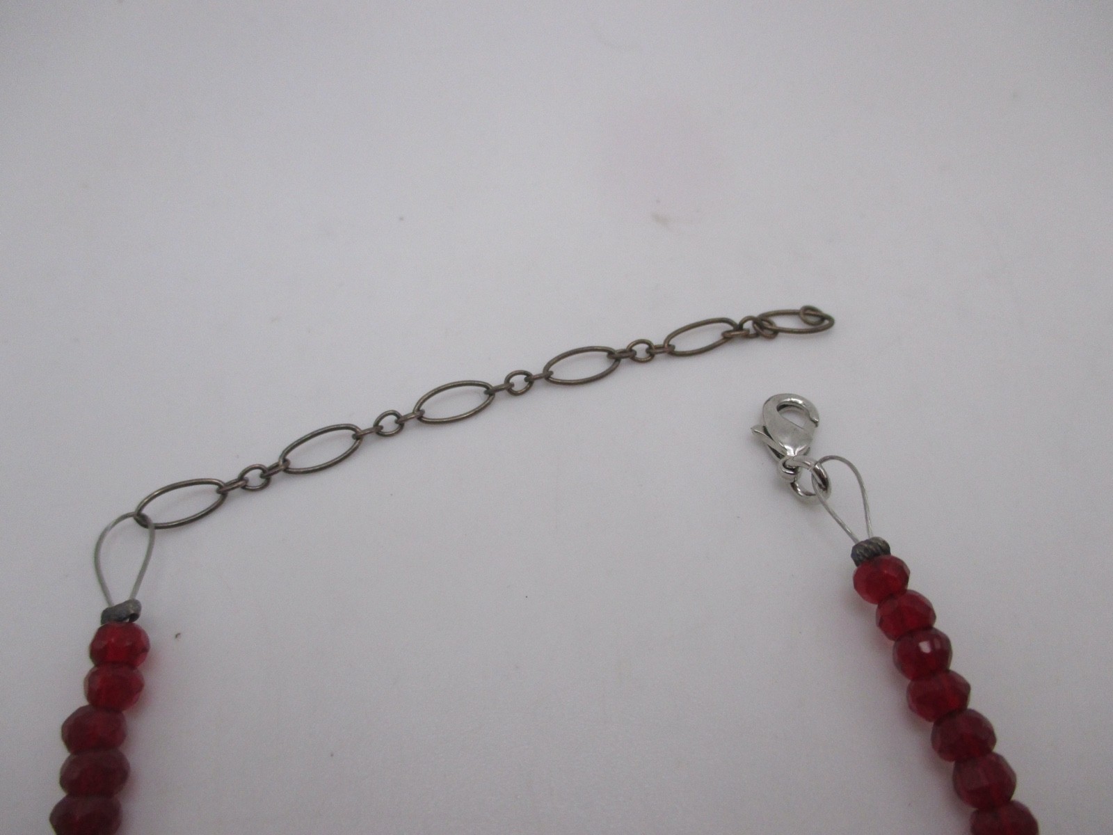 VTG Red Faceted Glass Bead Necklace & Pierced Earrings SET