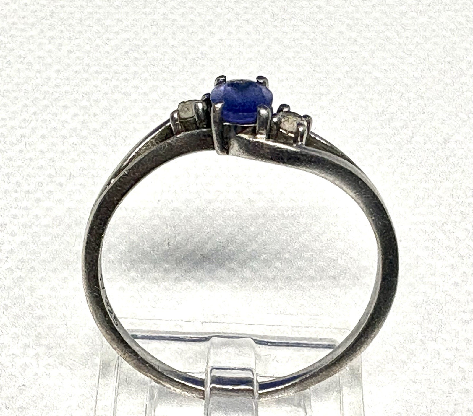 A45 Blue Purple Tanzanite 925 Sterling Silver Bypass Ring size 11 White Topaz