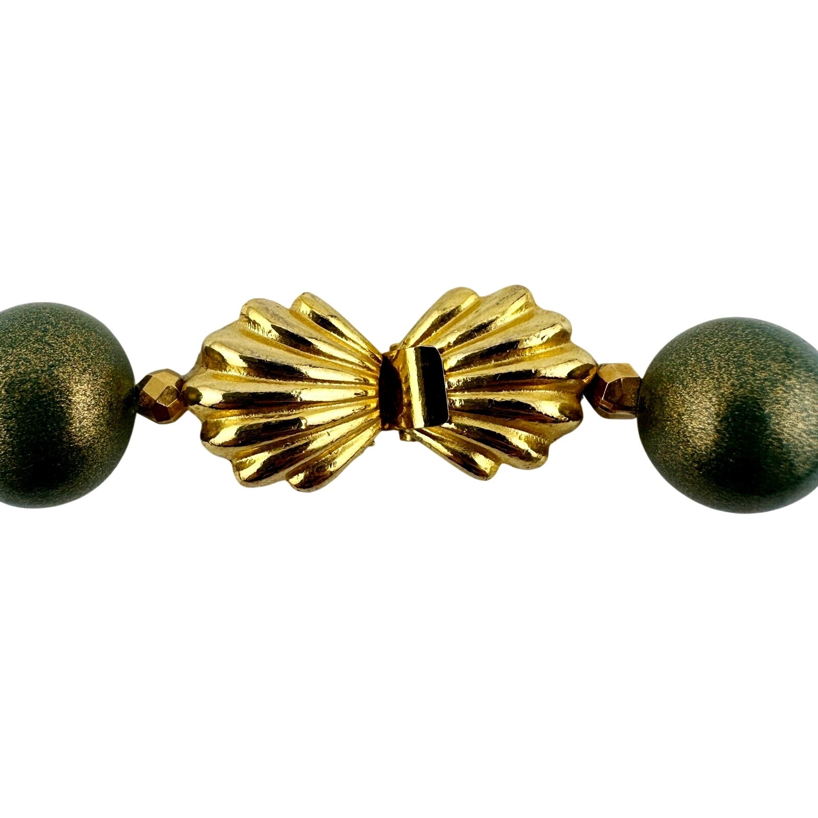 Vintage 1980s Bold Chunky Green Croc Print Crystal Acrylic 35” Necklace