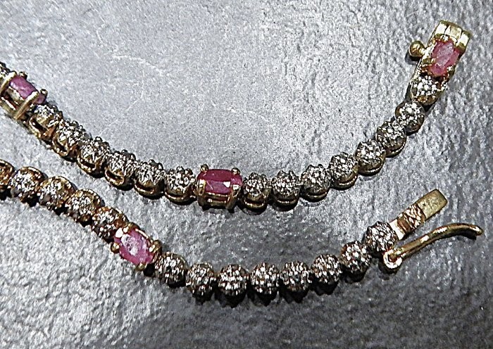 DEE BERKLEY 925 Sterling Silver Vermeil Ruby Tennis Bracelet 9.4g DBJ Signed