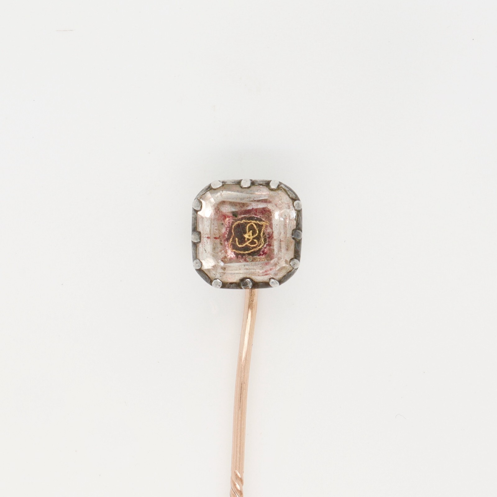 Antique 17th / 18th Century English Foiled Stuart Crystal Stick Pin