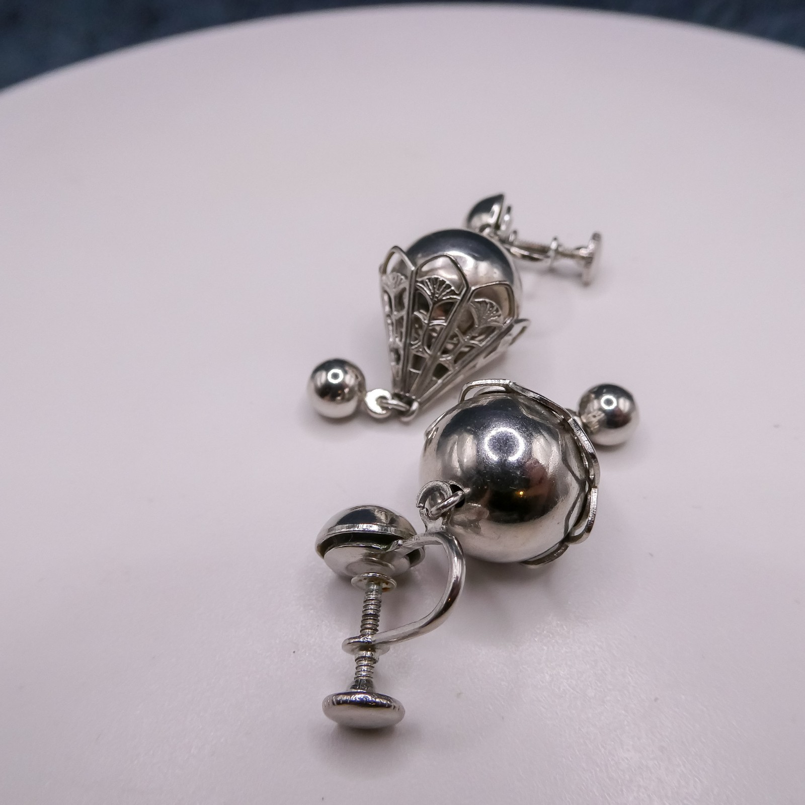 Bolero Silver Chunky Drop Dangle Clip-on 1.8″ Earrings Vintage Women’s
