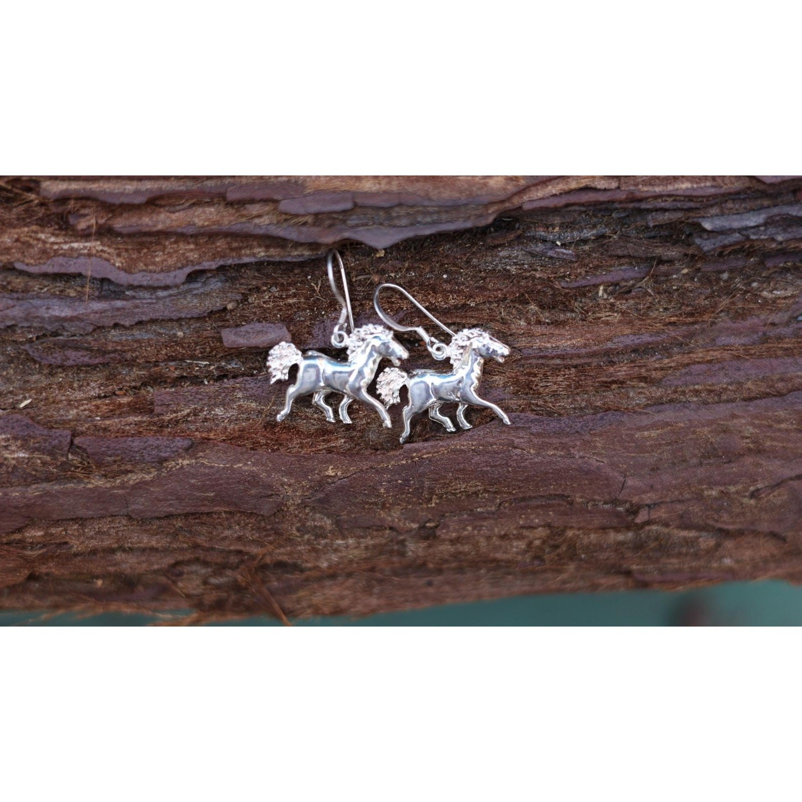 Vintage Sterling Silver Sculptural Horse Earrings | Running Horse | 925 Hook
