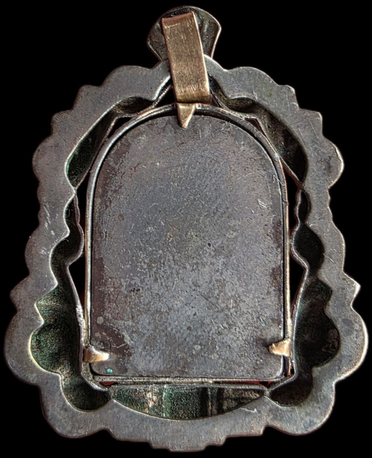 Fine Antique European Art Deco Gold Silver Virgin Mary Pendant Medal Ca 1900