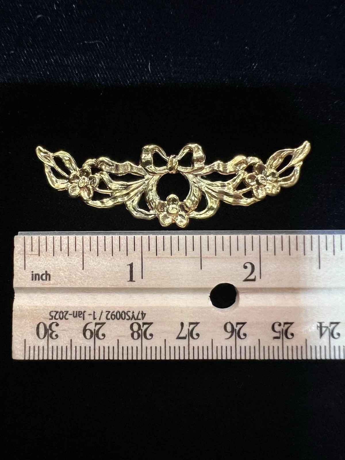 Large Vintage Gold Plated Brass Stamping Bows/Floral Sconce for Jewelry/Crafting