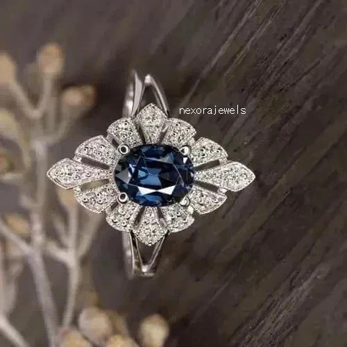2Ct Art Deco Style Lab Created Diamond Wedding Engagement 14K White Gold FN Ring