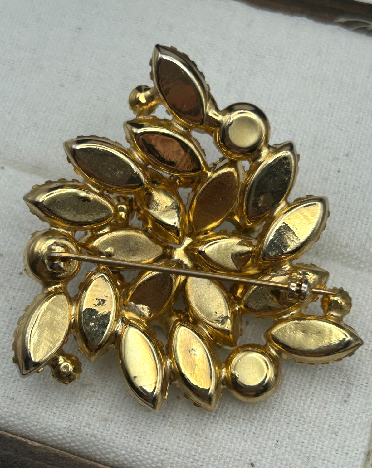 Vintage Juliana Delizza & Elster Brooch White Milk Glass and Navette Stones