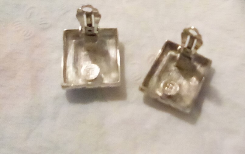 Vintage Givenchy Silver Square w/ 4Gs Logo Paris NY Signature 1980s Earrings