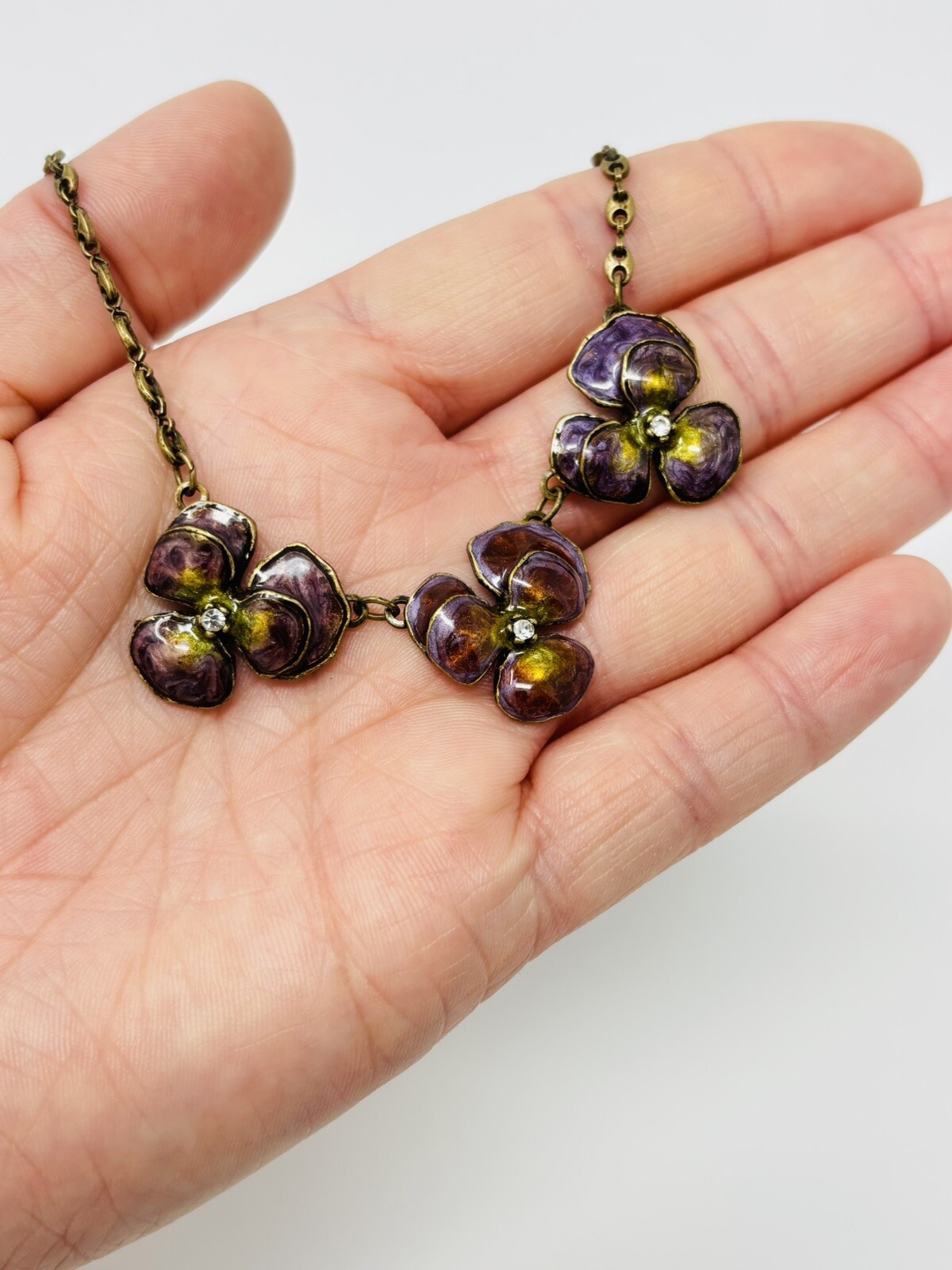 Sweet Romance Pansy Flower Necklace Choker Victorian Revival Vintage Style