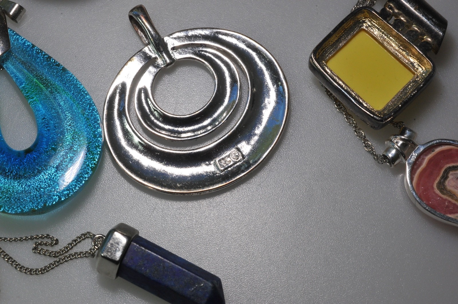 Pendant lot vtg to now variety jewelry craft or wear stone glass other PK27
