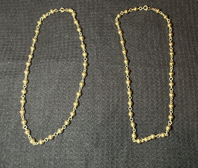 Vintage gold-tone metal ball beaded necklaces
