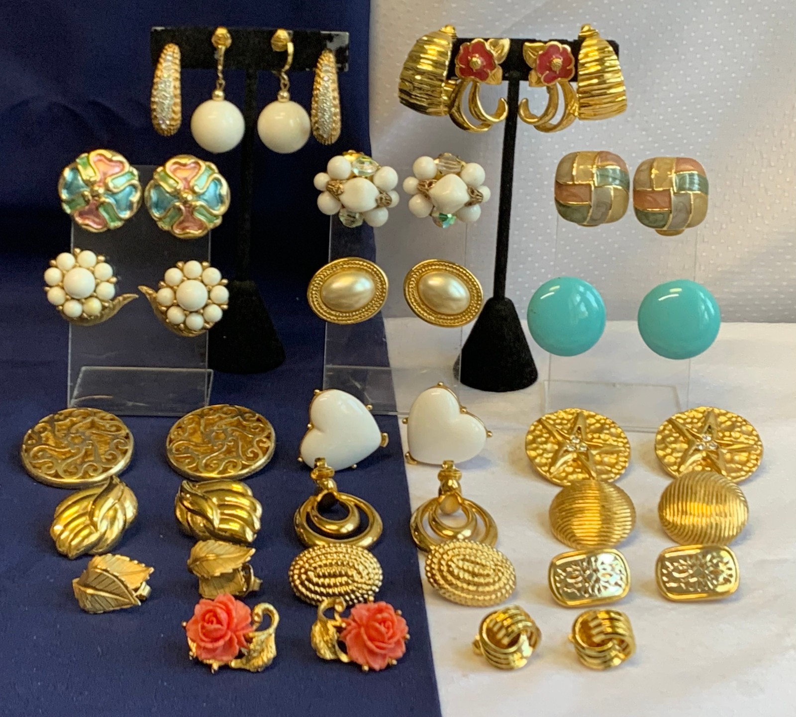 Vtg Clip-On Earring Lot Costume Jewelry Panetta Lisner Marvella Monet Avon