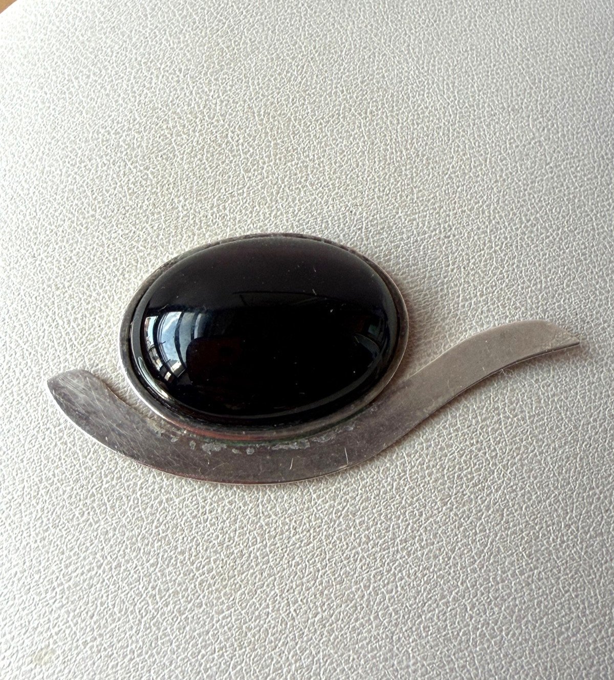 Vintage 925 Sterling Slver Large Oval Black Onyx “Component” For Pendant Repair