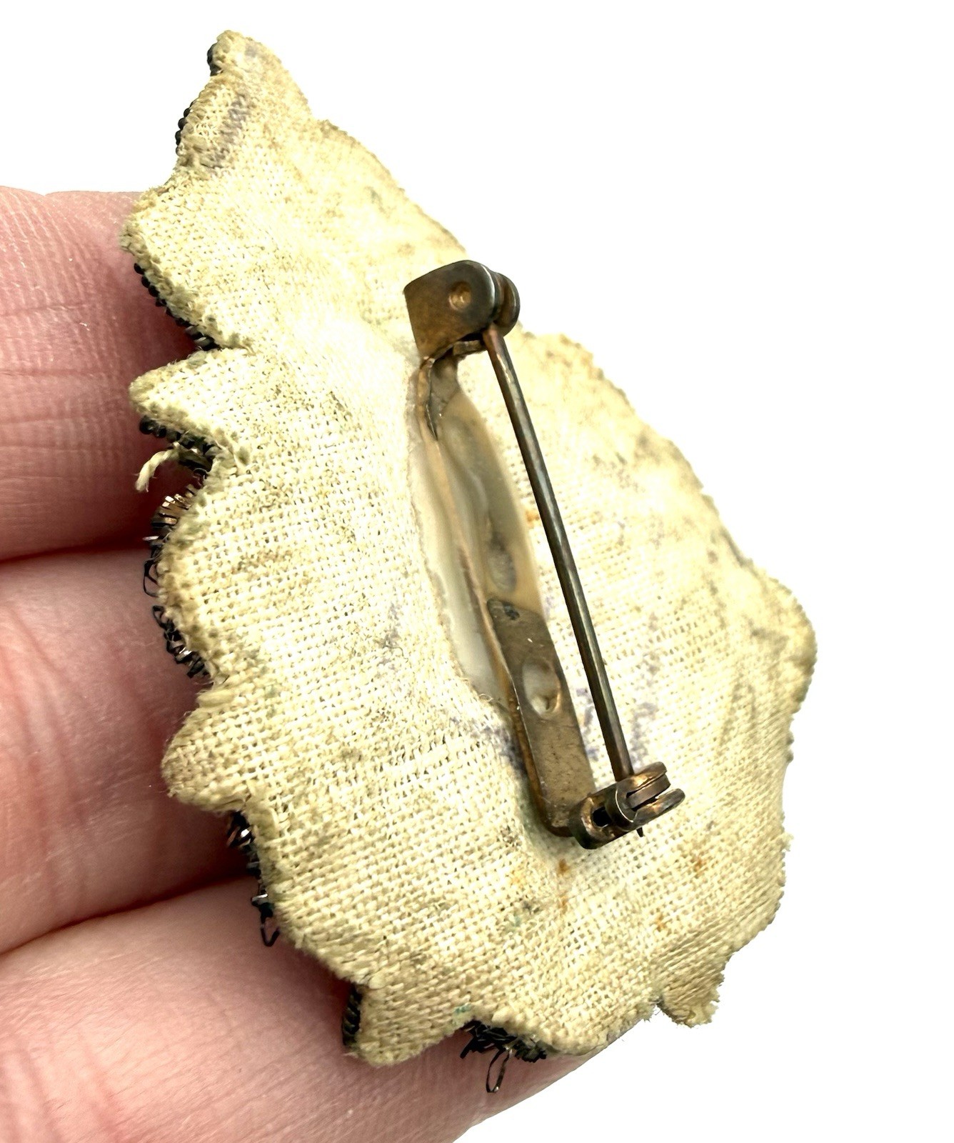 Vintage / Antique Zari Queen Brooch Pin Wire Fabric Glass Beads