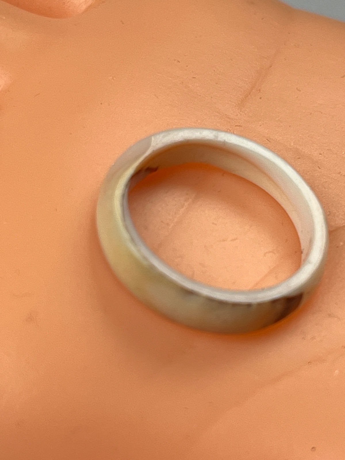 Simple Orange Cream & Flecks of Brown Seashell Stacking or Not Band Ring Size 5