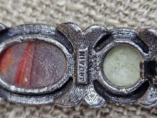 Vintage Miracle Britain Faux Stones Pewter Tone Brooch