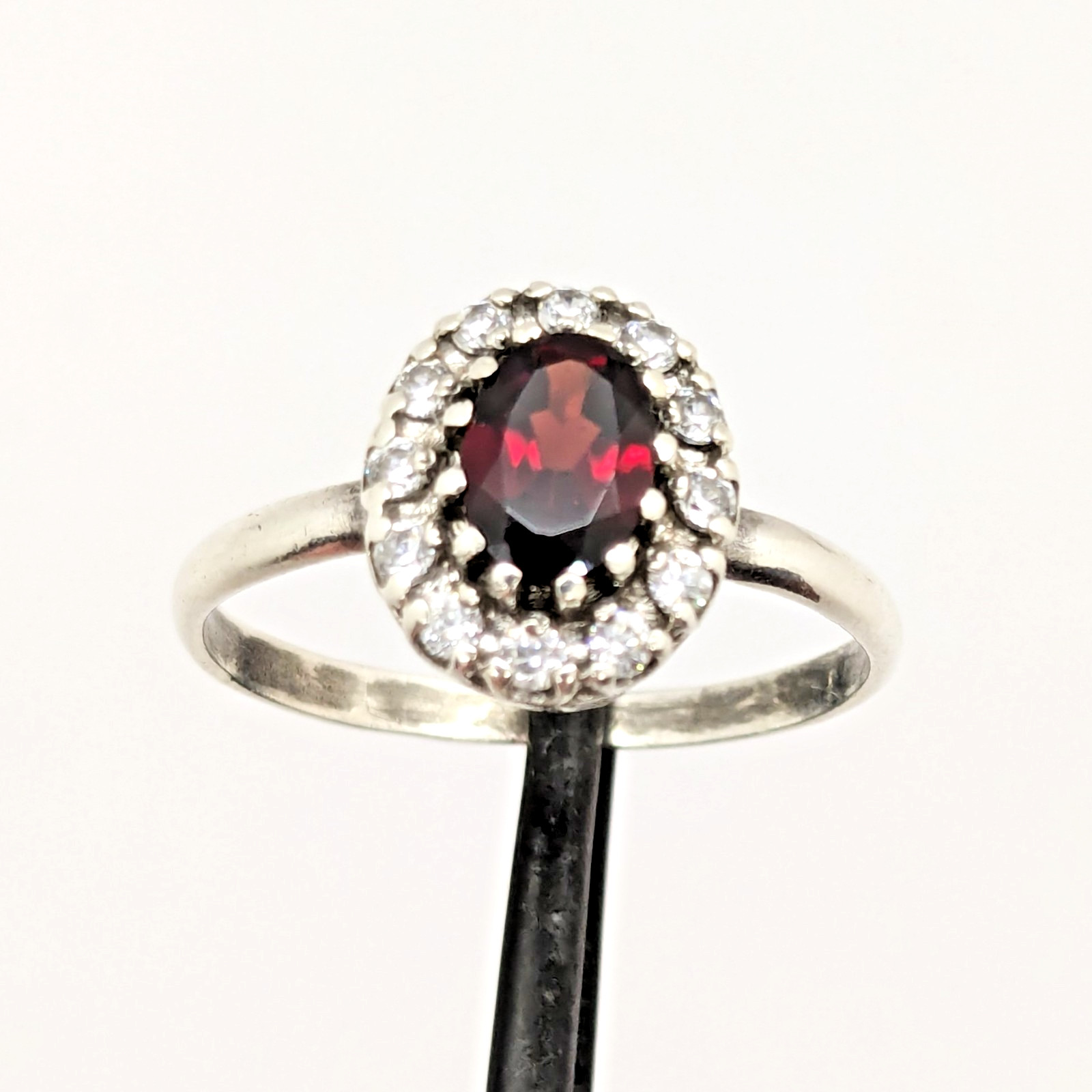 Vintage Luxury RING Silver 925 with Big Bright Garnet -size: 10US (17.5mm)| #71